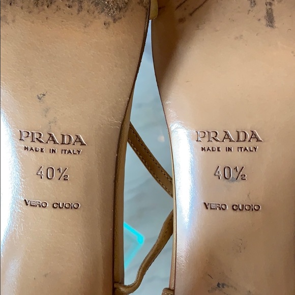 Prada Nude Leather Heels size 40.5 Ankle Straps - Picture 6 of 8